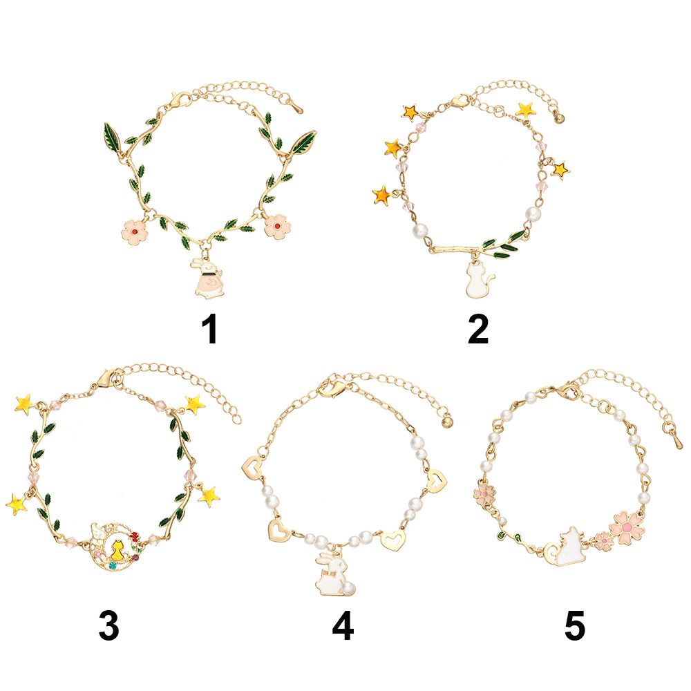 Vòng tay đính ngọc trai nhân tạo hình hoạt hình dễ thương