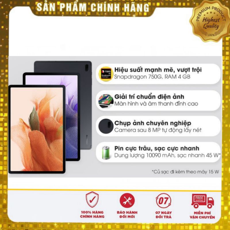 Máy tính bảng samsung galaxy Tab S7 FE 5G (4G/64GB) Chính Hãng, Hàng Mới 100%, Nguyên Seal, Bảo hành chính hãng 12 tháng