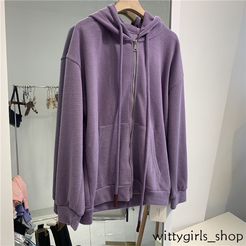 Wittygirls-áo Khoác Cardigan Mỏng Có Mũ Trùm Phối Khóa Kéo Mùa Đông Cho Nữ