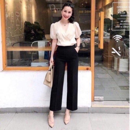 Quần ống rộng suông lưng cao nữ khóa trước GYGA