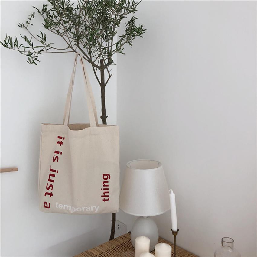 Túi tote Vải TEMPORARY canvas mềm Đẹp Cực Hot có dây miệng,ngăn phụ tiện dụng thoitrangHazin