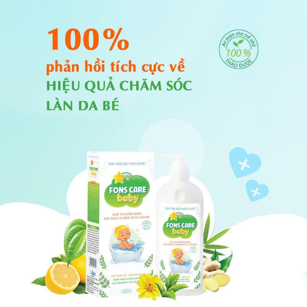 Sữa tắm gội em bé - Fons Care Baby - 100% Thảo dược thiên nhiên 👶 Sạch hết rôm, sảy, mẩn ngứa, hăm tã