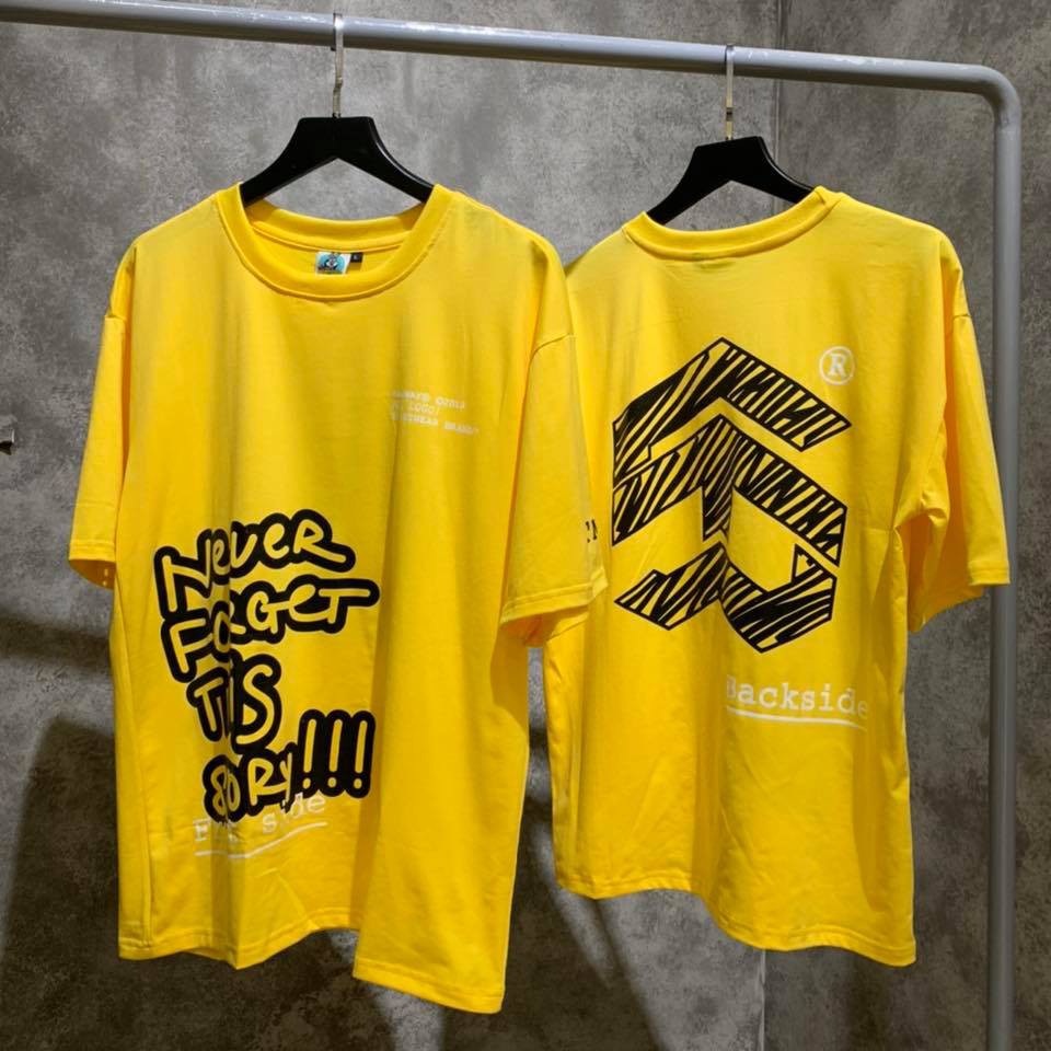 Áo thun 5theway unisex tay lỡ form rộng vải cotton cao cấp cổ tròn màu đen vàng | BeWay | BigBuy360 - bigbuy360.vn