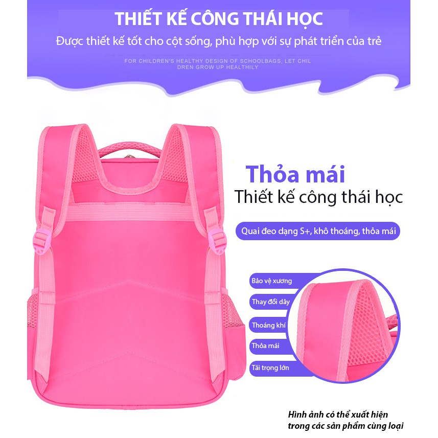 Balo học sinh tiểu học, phù hợp với bé gái - Siêu nhẹ, siêu bền, chống nước, chống gù - Công có dễ thương