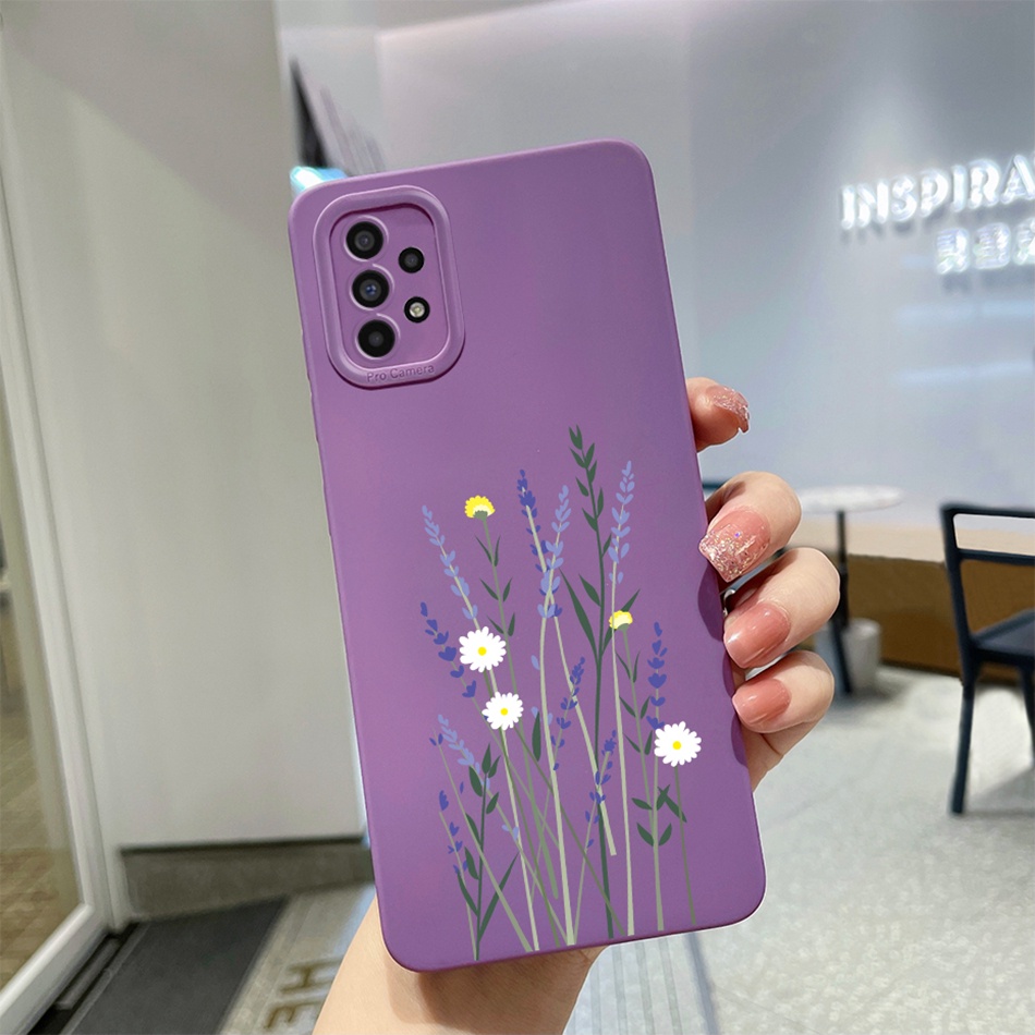Ốp Điện Thoại Silicon Mềm Họa Tiết Hoa Oải Hương Tím Cho Samsung Galaxy A13 A03 A33 A53 A73