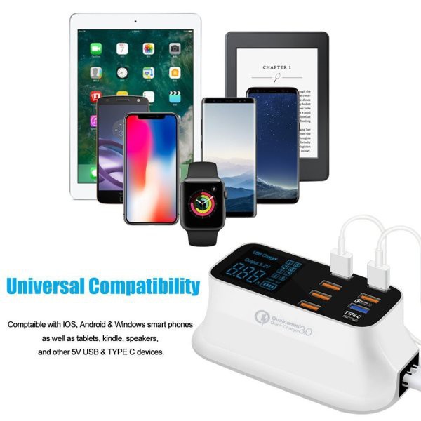 Trạm Sạc Nhanh Để Bàn Với 8 Cổng Usb