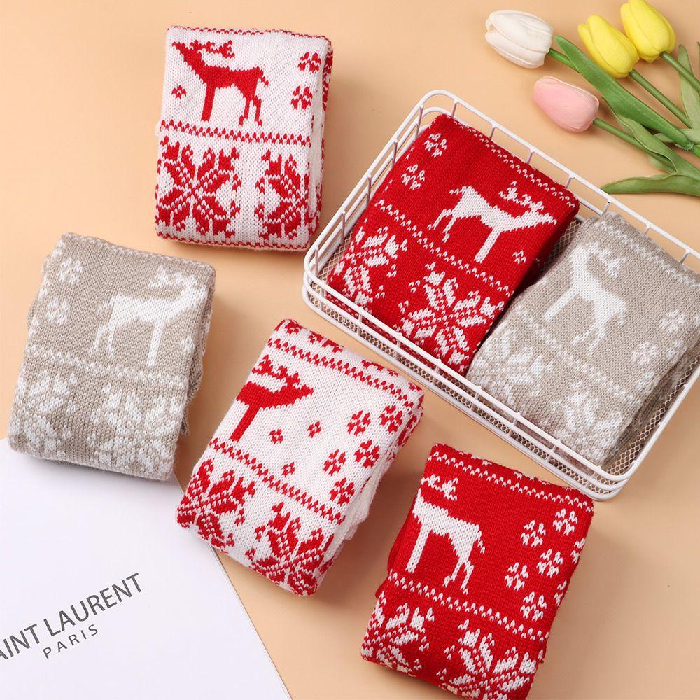 Tất Dệt Kim Dày Giữ Ấm Đầu Gối Phong Cách Giáng Sinh