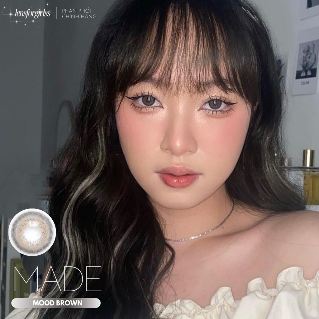 Kính áp tròng xám tây có viền MADE MOOD BROWN chính hãng IDOL LENS | HSD 8-12 tháng | Lens cận