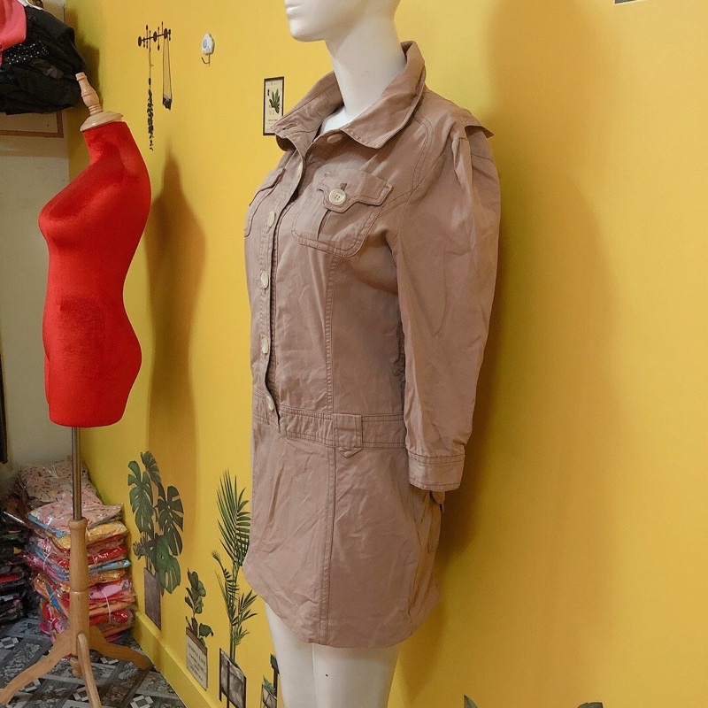 Đầm suông kaki túi hộp hàng si 2hand