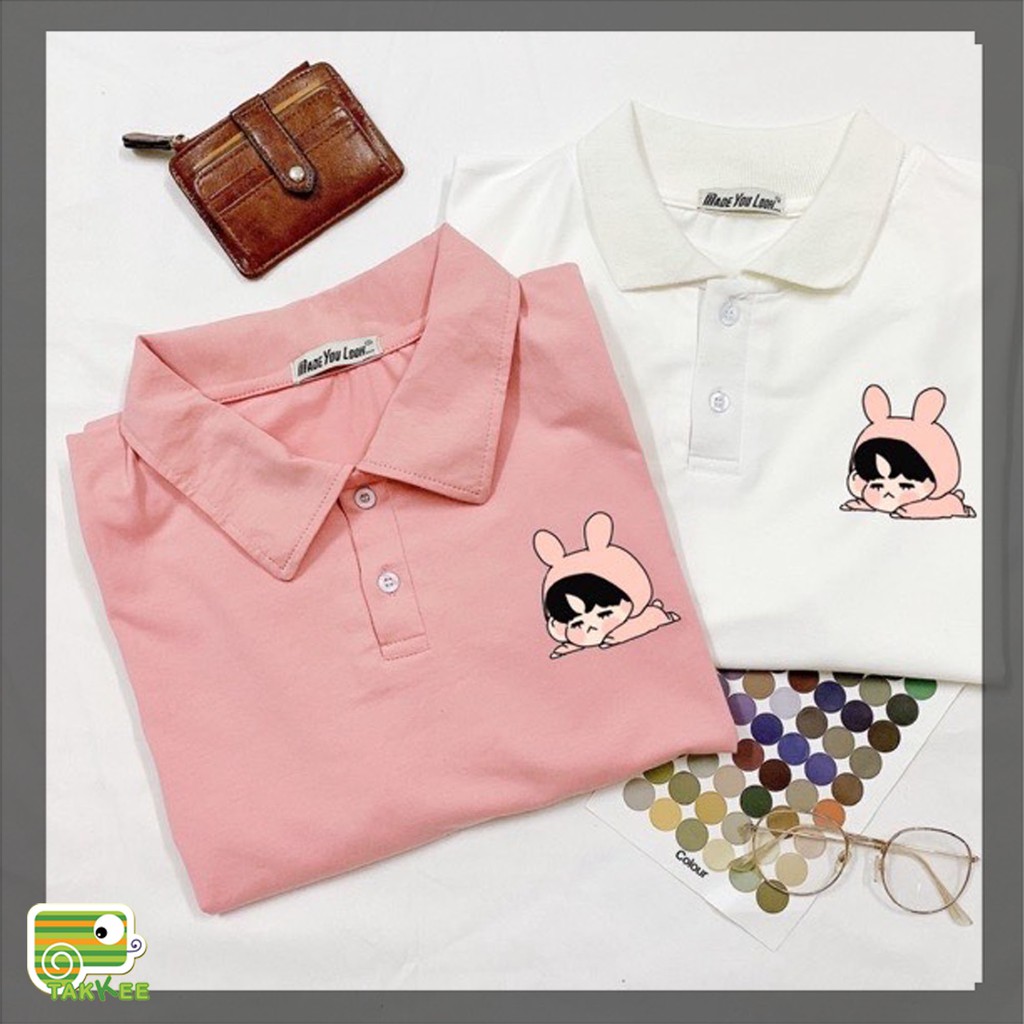 Áo Phông Cổ Bẻ, Áo Phông Nữ Form Rộng Tay Lỡ Hình In Cá Tính Hàng Chuẩn Xịn Đẹp