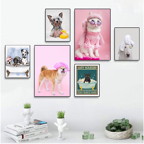 Bộ 6 tranh treo tường thú cưng tranh trang trí THD117 (Tặng đinh 3 chân)