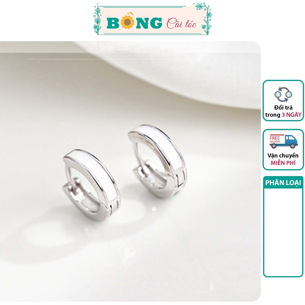 Bông tai tròn titan unisex đính xà cừ phong cách Hàn Quốc, thép y tế không gỉ BT20 - khuyên tai BÔNG Cài Tóc