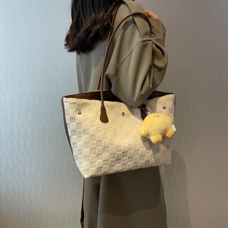 Túi Đeo Vai Sức Chứa Lớn Họa Tiết Sọc Caro Thời Trang Cho Nữ