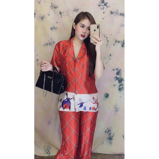 Bộ Pijama Lụa Tay Dài Quần Dài Siêu Mát Cao Cấp
