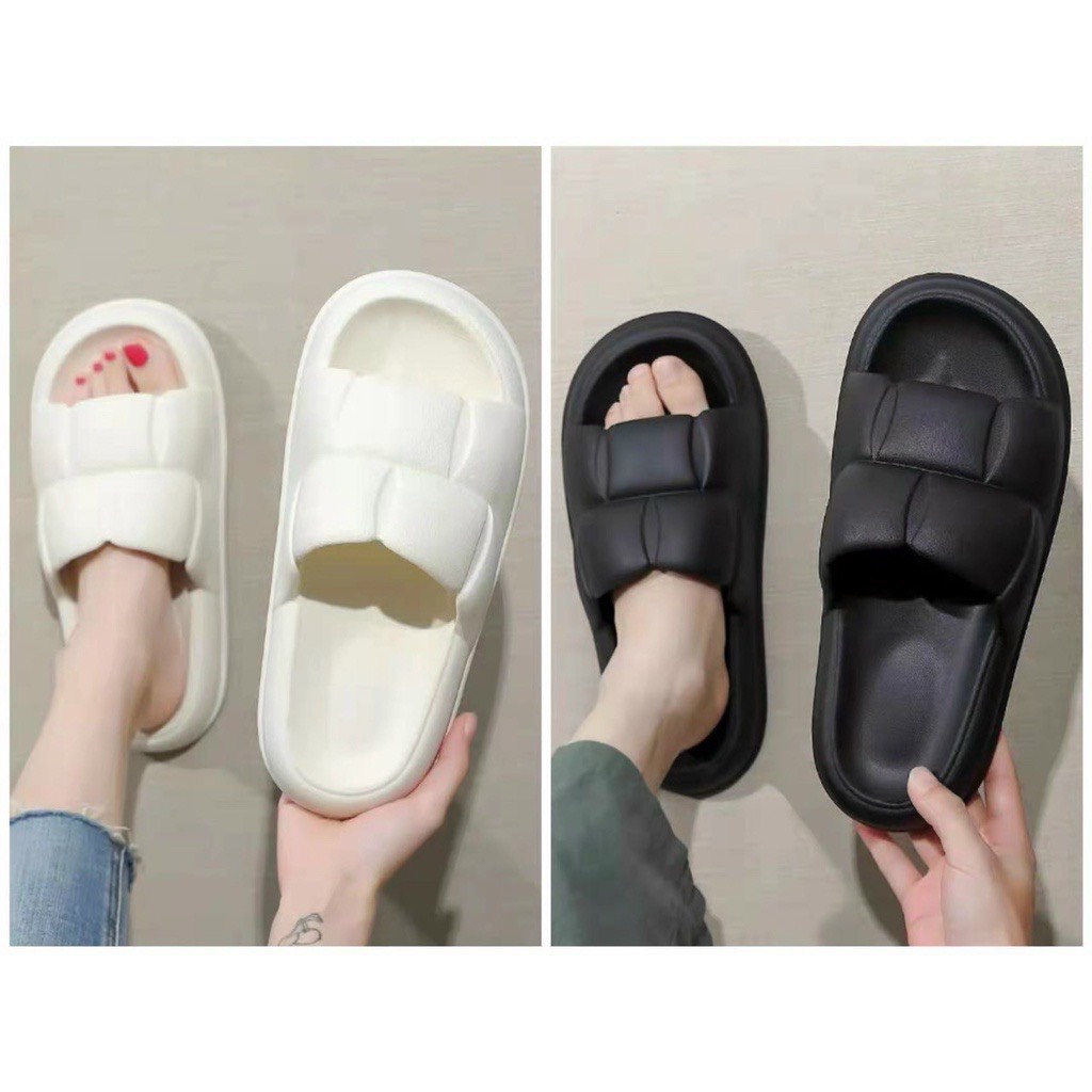 Dép Bành Mì Nam Nữ Unisex Vân Nổi  Độn Đế Đủ Màu Uzzlang Đế Cao 3cm Quai Ngang Động Đế Trẻ Trung Năng Động