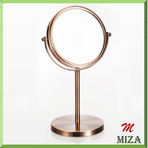 Gương trang điểm bằng đồng cỡ lớn - Gương để bàn 2 mặt xoay 360 độ zoom x2.