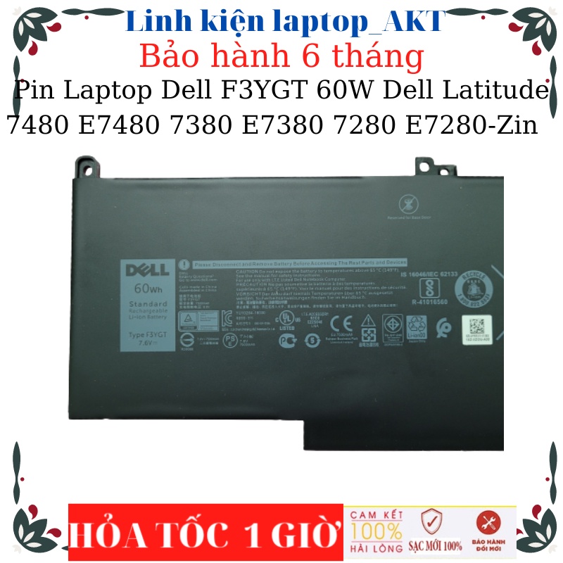 Pin Laptop Dell F3YGT 60W Dell Latitude 7480 E7480 7380 E7380 7280 E7280-Zin