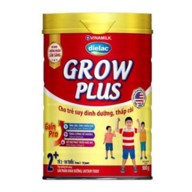 Sữa bột Vinamilk Dielac Grow Plus màu đỏ 2+ 900g (hộp thiếc)