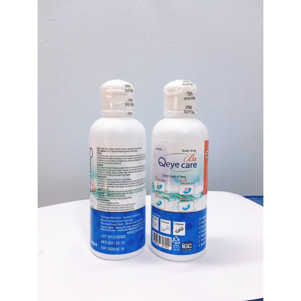 Nước ngâm lens Qeye Care B5 140ml- dung dịch ngâm rửa kính áp tròng chính hãng Hàn Quốc.