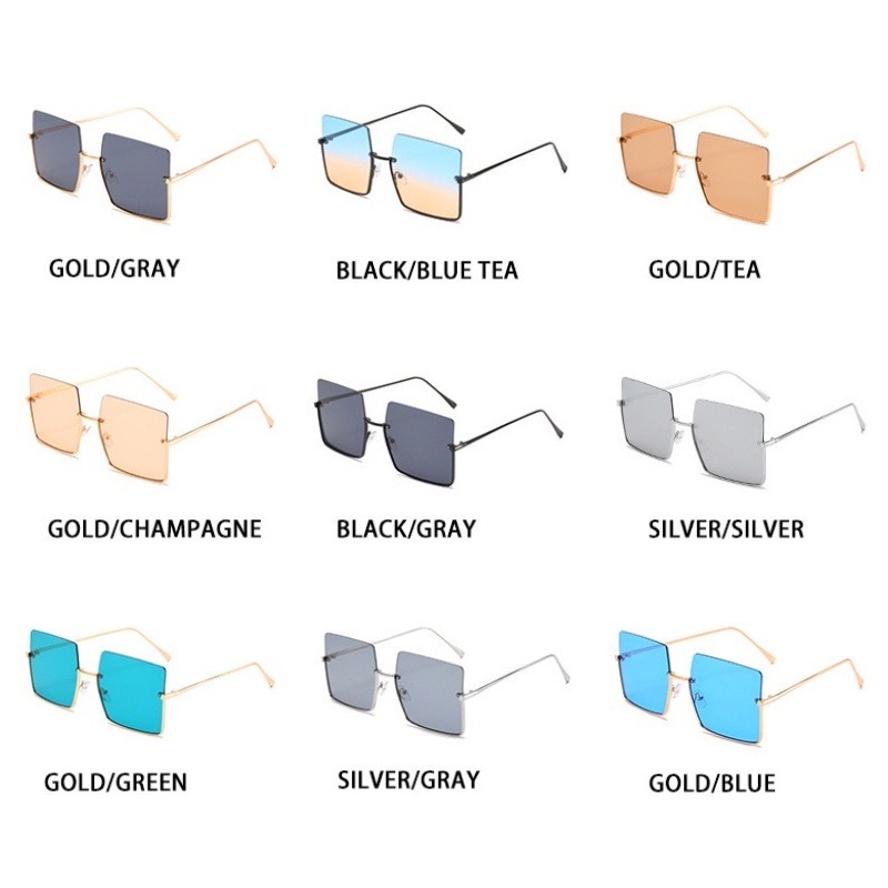 COD Kính Mát Nửa Gọng Vuông Bằng Kim Loại Chống Tia UV Thời Trang Unisex