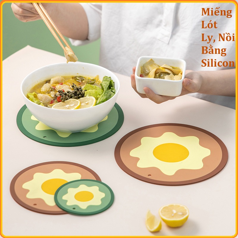 Miếng Lót Ly, Nồi Cách Nhiệt Chất Liệu Silicon Hình Trứng CUTE