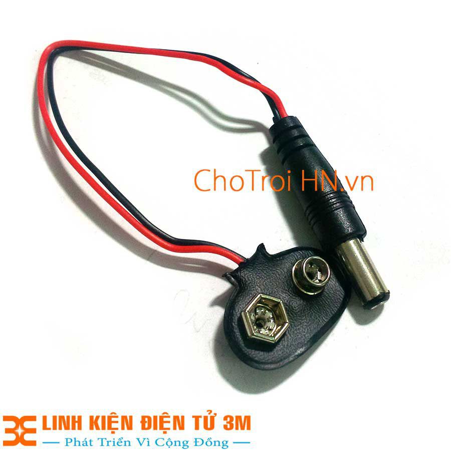 Bộ 3 Dây Tạo Nguồn Từ Pin Vuông 9V sang Jack DC 5.5*2.1mm