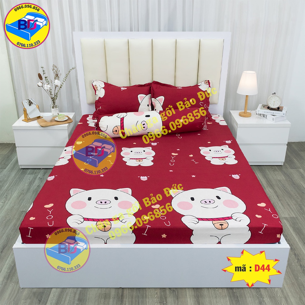 Bộ ga giường , ga bo chun bọc xung quanh chắc chắn ( gồm 4 món )