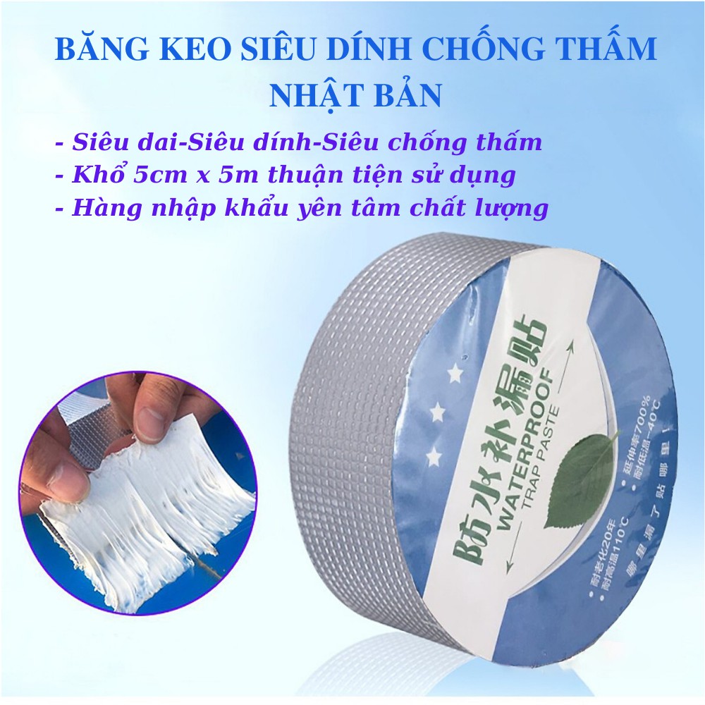 [SIÊU DÍNH] Băng Keo Siêu Dính NHẬT BẢN Chống Thấm Nước Cao Cấp Khổ 5cm x 5m