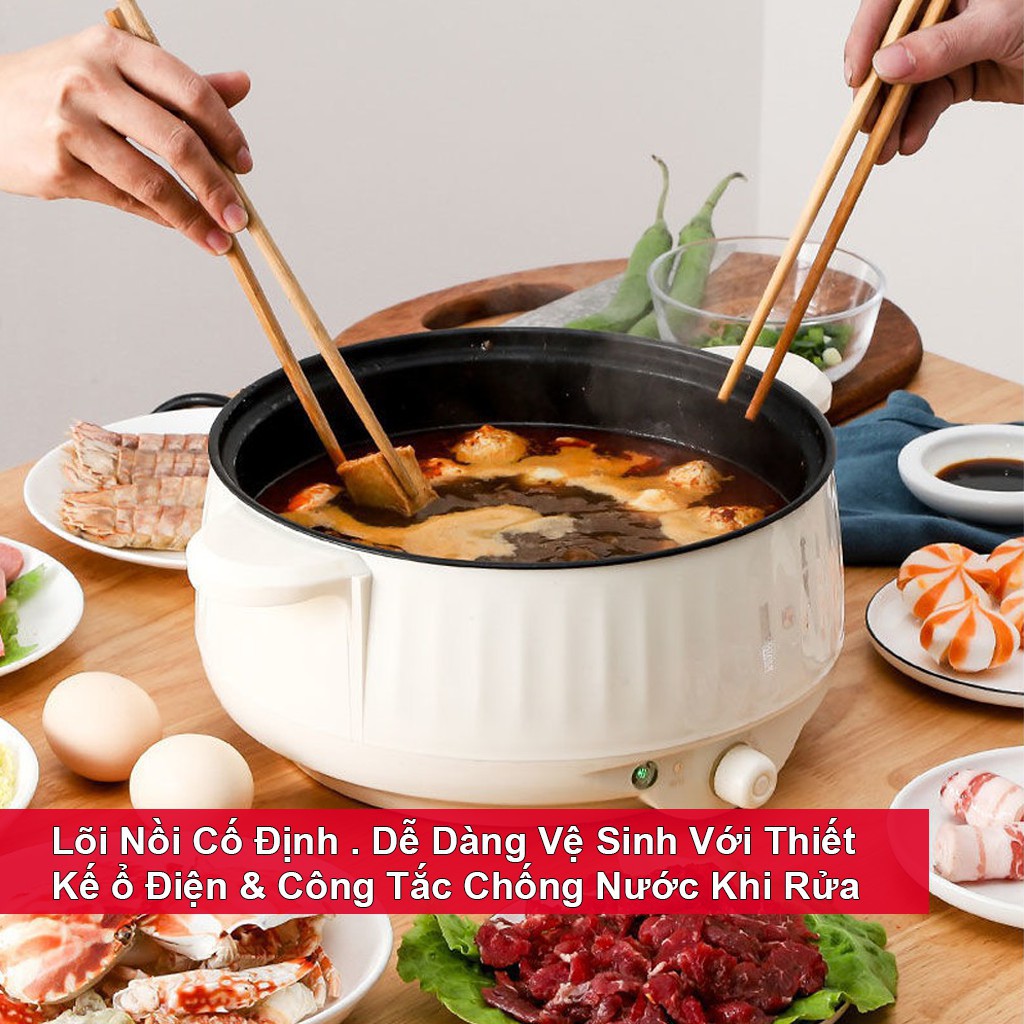 Nồi Lẩu Mini Cắm Điện Đa Năng Lớp Chống Dính Teflon Cao Cấp Tặng Kèm 7 Món Siêu Tiện Lợi