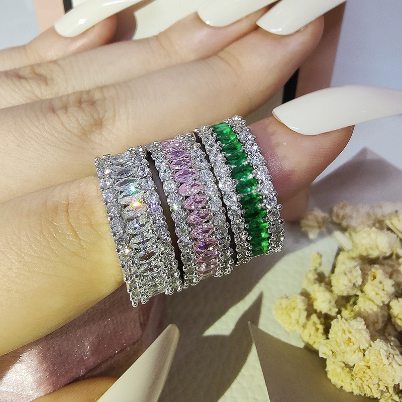 Nhẫn Đính Đá Zircon Toàn Diện Phong Cách Mới Cho Nữ