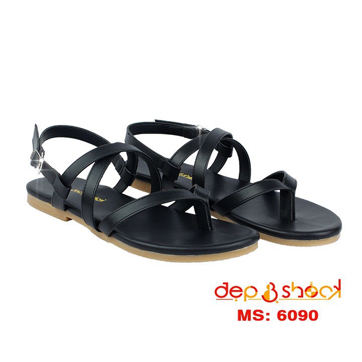 Giày xăng đan nữ đế bệt quai chéo xỏ ngón có size lớn 41 42 43 MS 6039