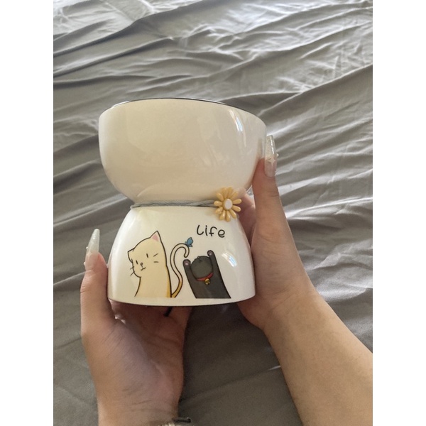 Bát ăn sứ chống gù cao cấp cho chó mèo