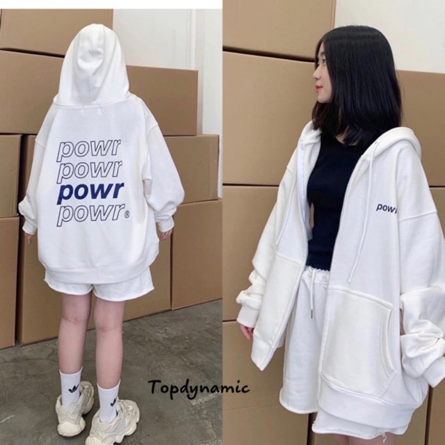 Áo khoác hoodie POW UNISEX 🌸 Vải cotton