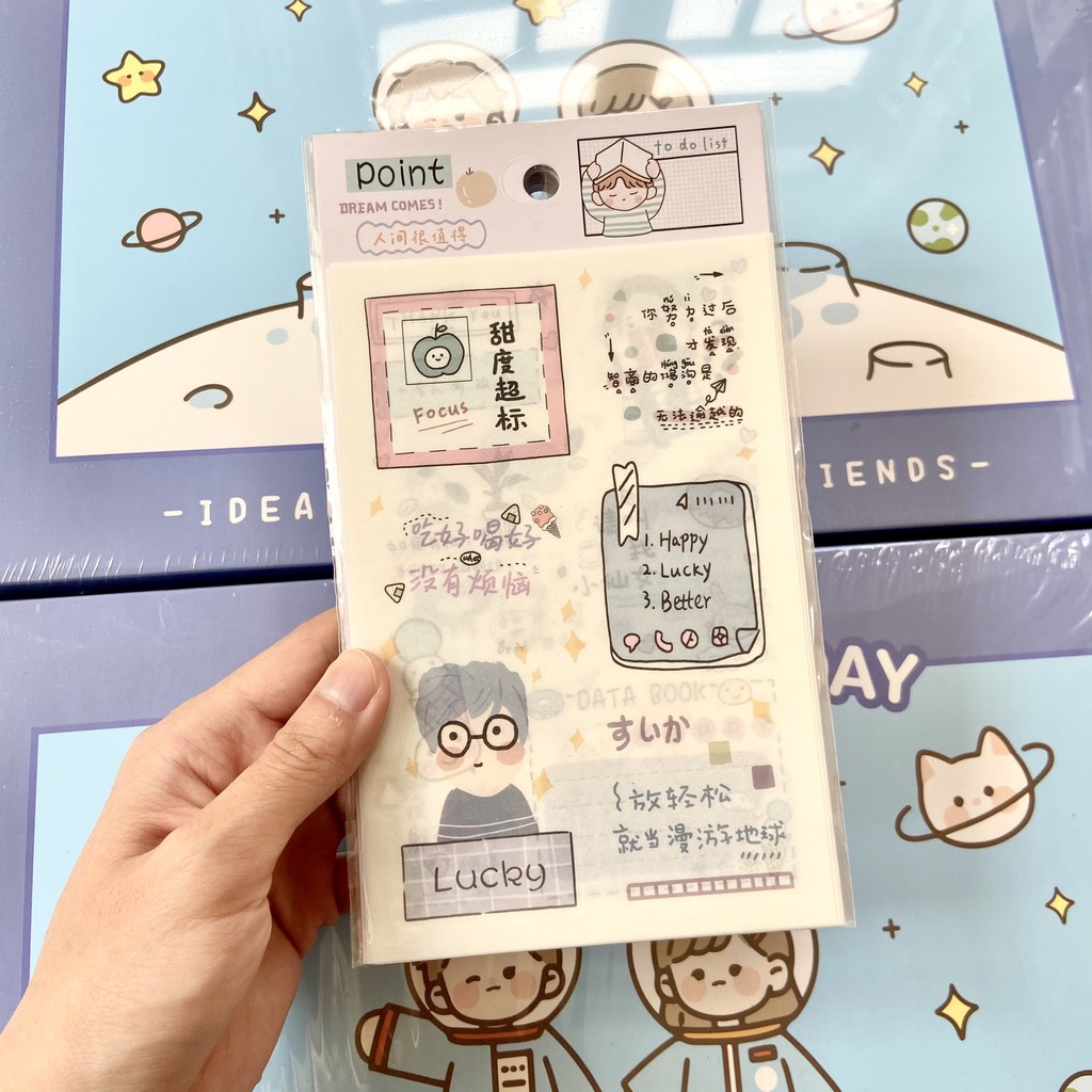 Set 4 tấm sticker trang trí nhiều mẫu cute