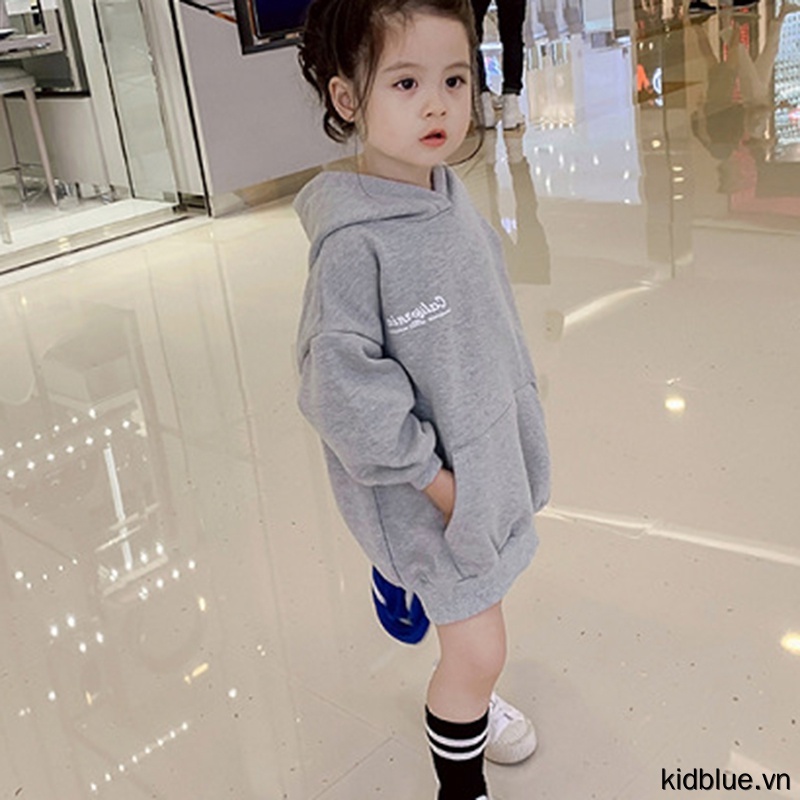 Đầm Hoodie Dày Dáng Rộng Thời Trang Cho Bé Gái Từ 3-11 Tuổi