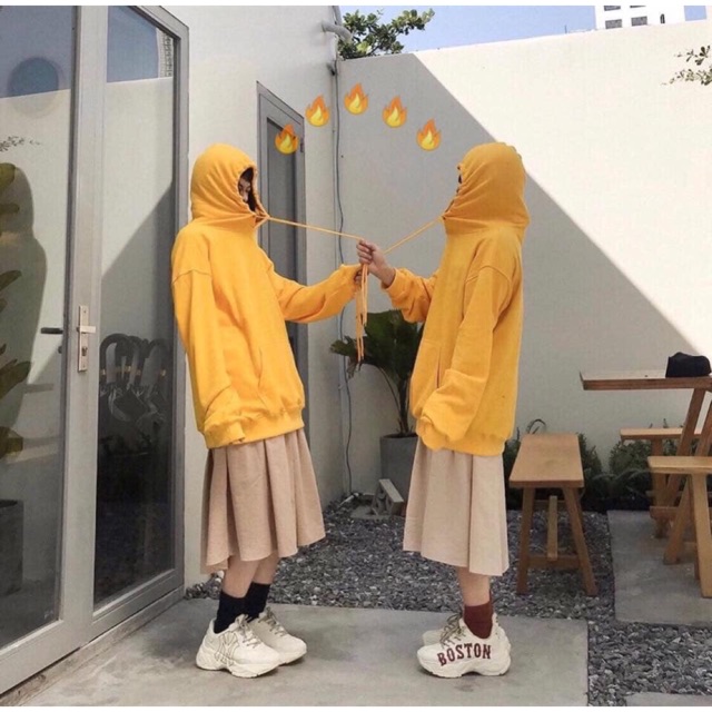 Áo Hoodie Basic Tay Dài Vàng Chanh