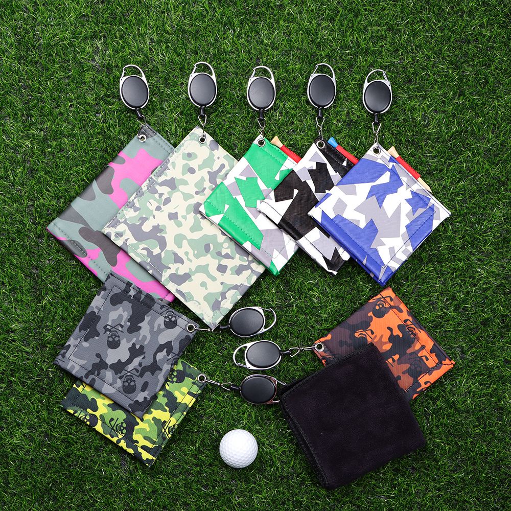 BEAUTY Fashionable Golf Towel Mini Facecloth Sports  Washcloth Ball Cleaner Portable Waterproof Material Keychain Buckle Surface Square Head Cleaning