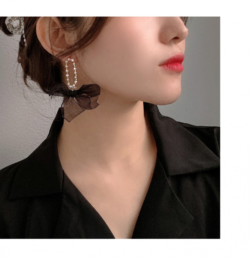 Bông tai nơ đính đá nhân tạo thời trang dành cho nữ