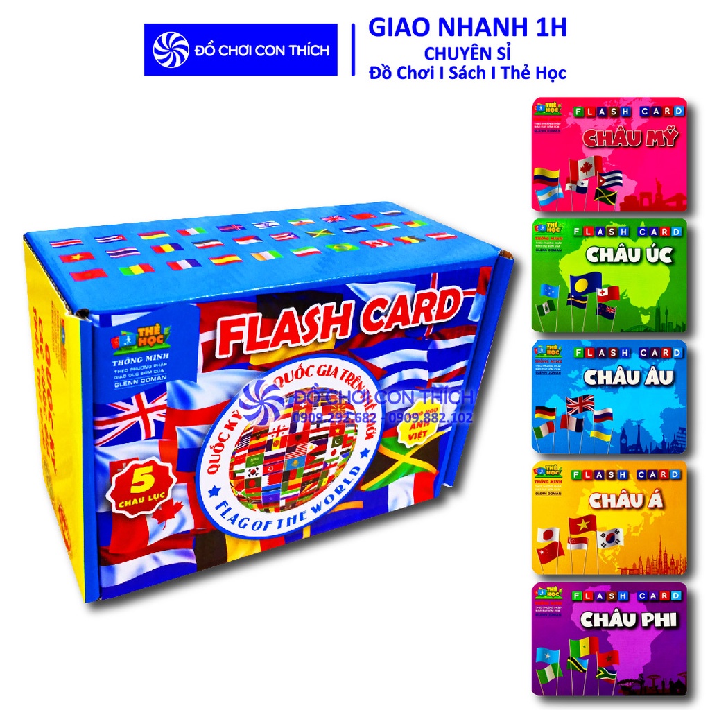 Bộ Thẻ Học Song Ngữ Quốc Kỳ Các Quốc Gia Trên Thế Giới- 175 Flaschcard Cờ Cá