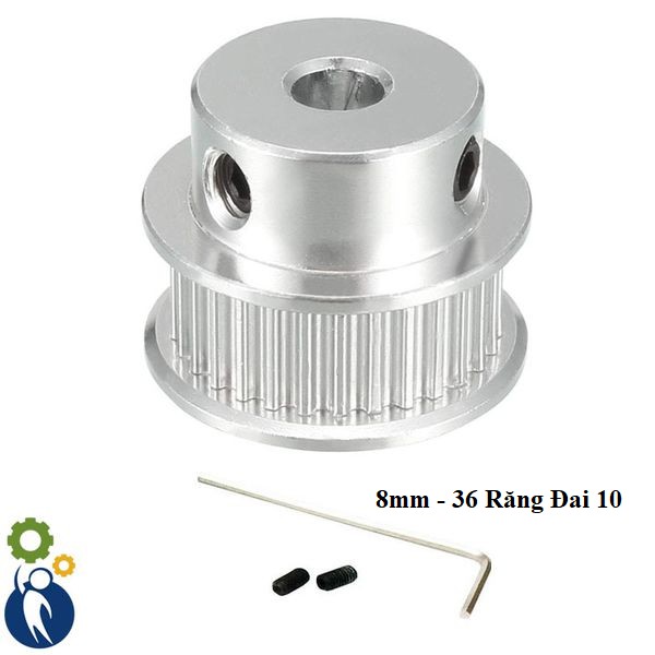 Pulley Trục 8mm - 36 Răng Đai 10, dùng dây đai 2gt-10mm