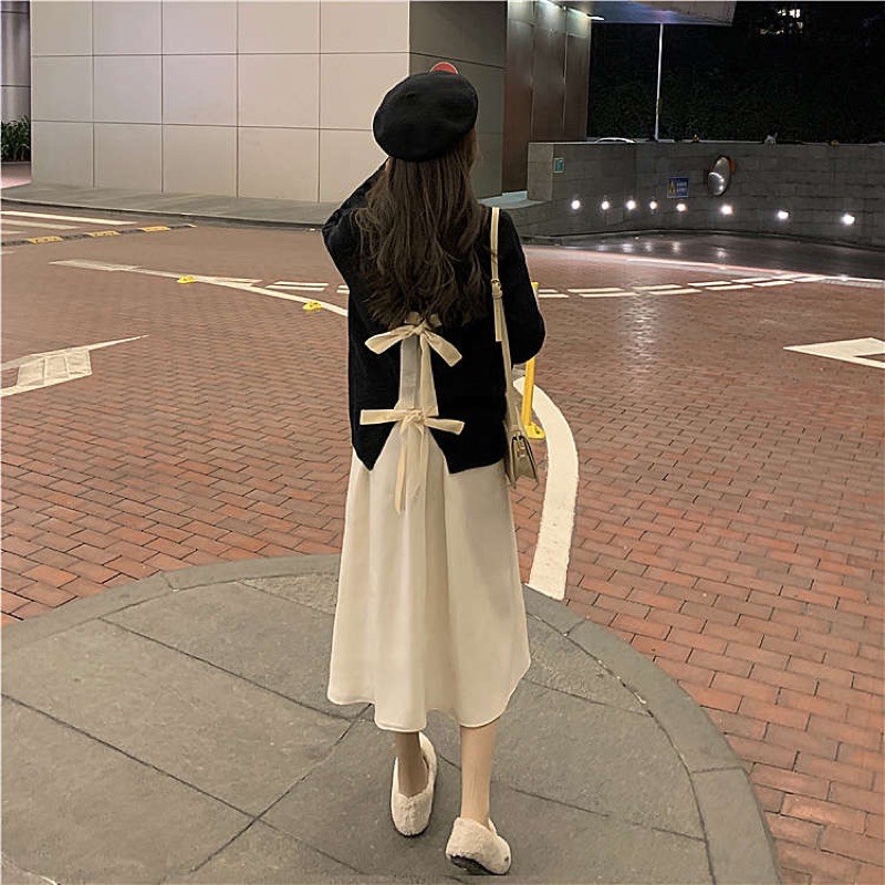 [ORDER] Set váy dây mix áo len | BigBuy360 - bigbuy360.vn