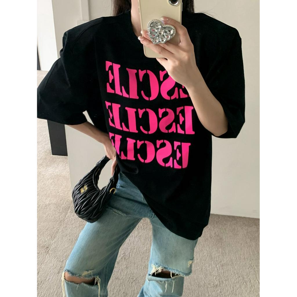 Áo Thun Nữ Tay Ngắn Có In Chữ Thời Trang Phong Cách Hong Kong