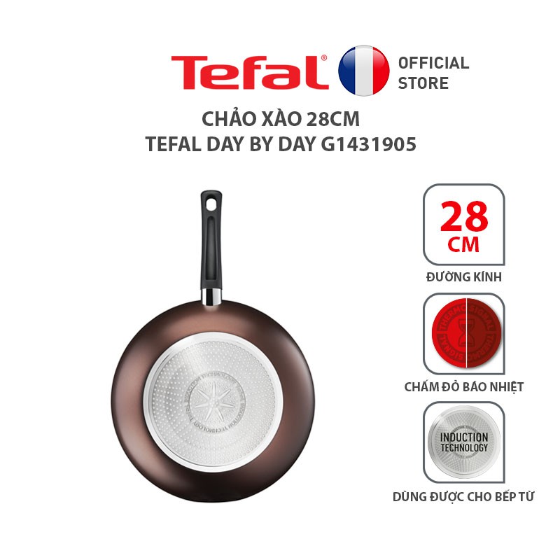 [Mã LIFETEFAL8 giảm 8% tối đa 100K đơn 300K] Chảo xào Tefal Day By Day 28cm G1431905