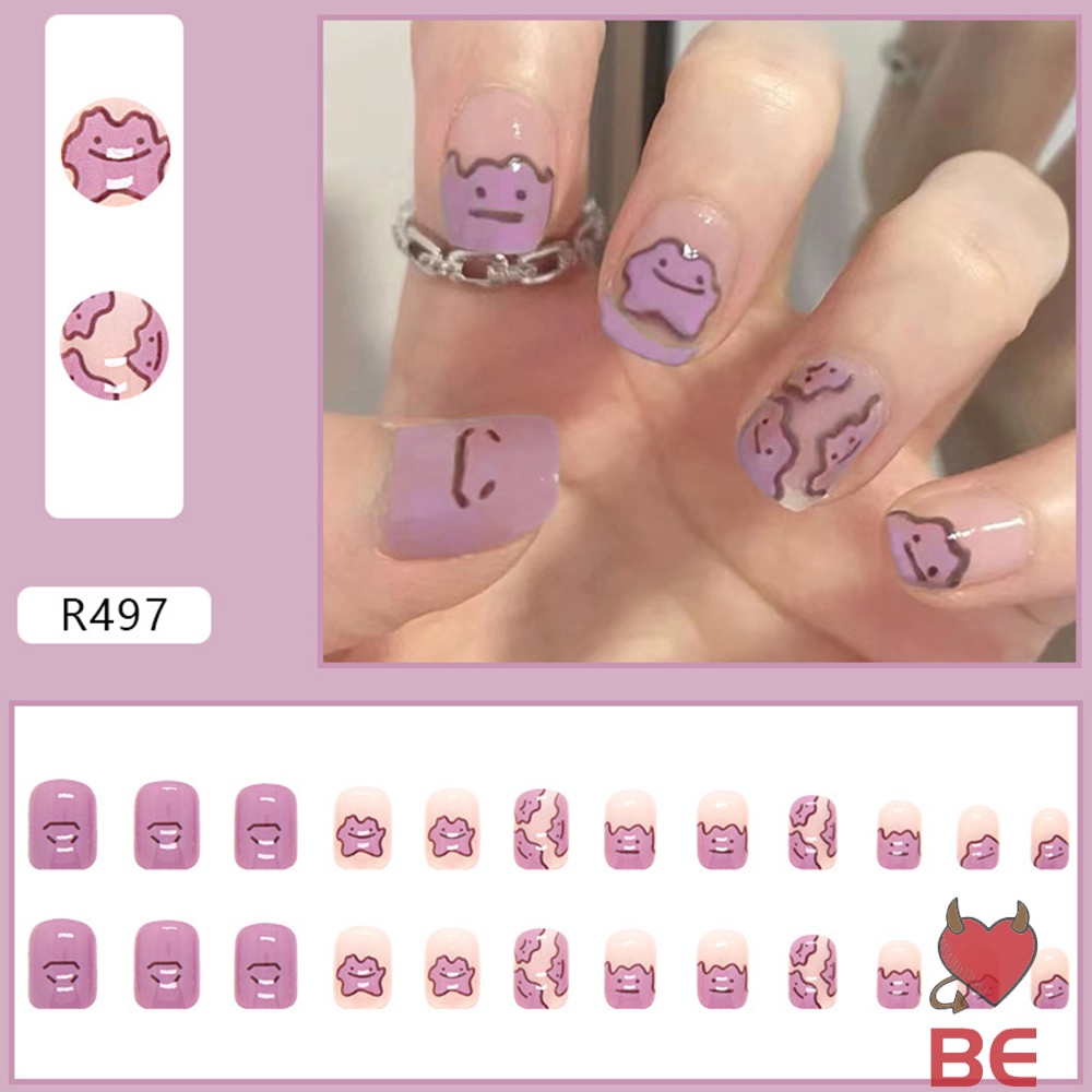 YADORNOS Set 24 móng tay giả YADORNOS trang trí dễ thương cho nữ