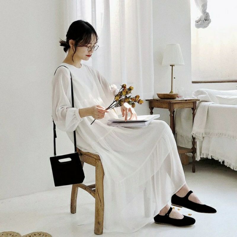 [RẺ VÔ ĐỊCH] Váy Trắng Bánh Bèo Voan Tầng, Đầm Vintage | BigBuy360 - bigbuy360.vn