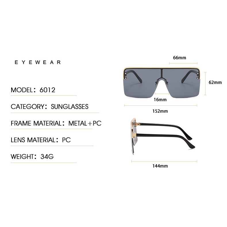 Kính Mát Thời Trang Khung Lớn Màu Gradient Cho Nữ