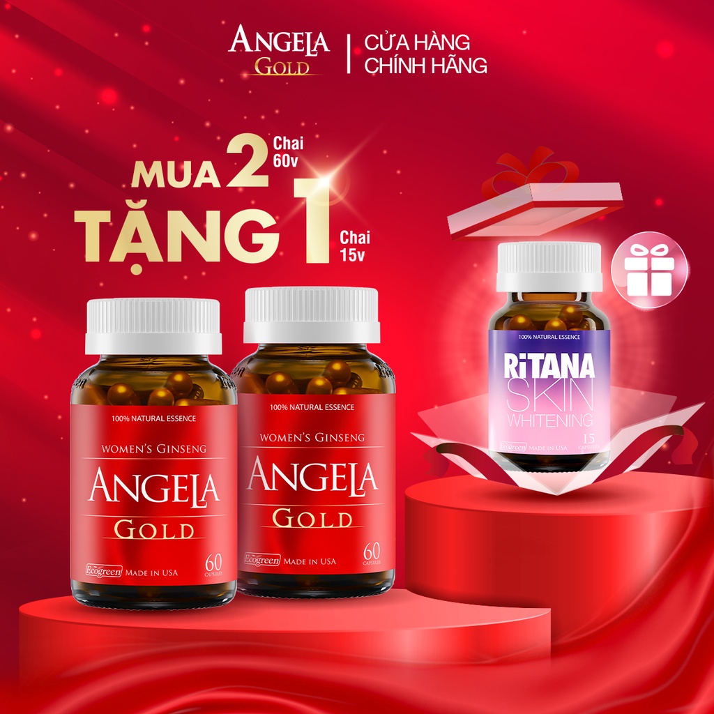 Combo 2 hộp viên uống ANGELA GOLD tăng cường sinh lý nữ 60 viên tặng 1 hộp RiTANA 15 viên