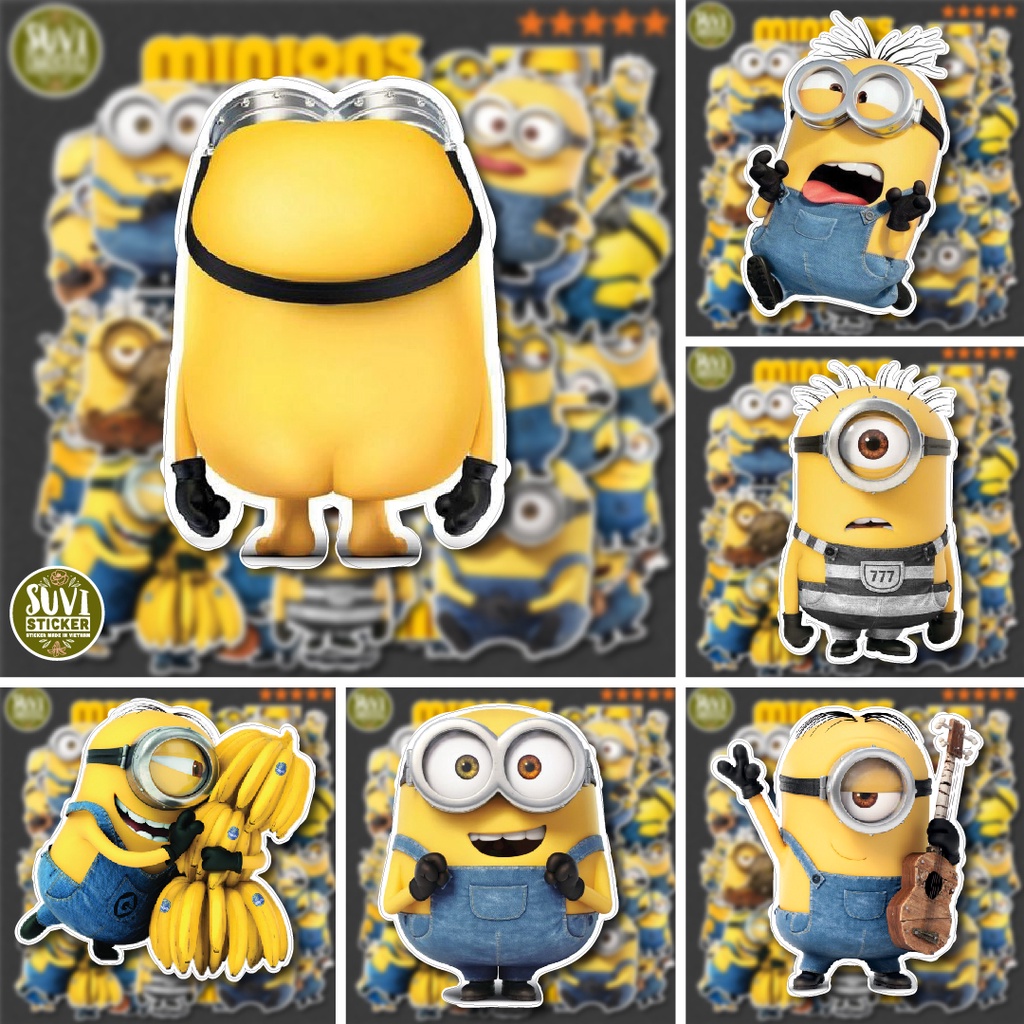 Sticker Minion chống nước sticker dán laptop, điện thoại, đàn guitar, mũ bảo hiểm, vali. MSP:SV146