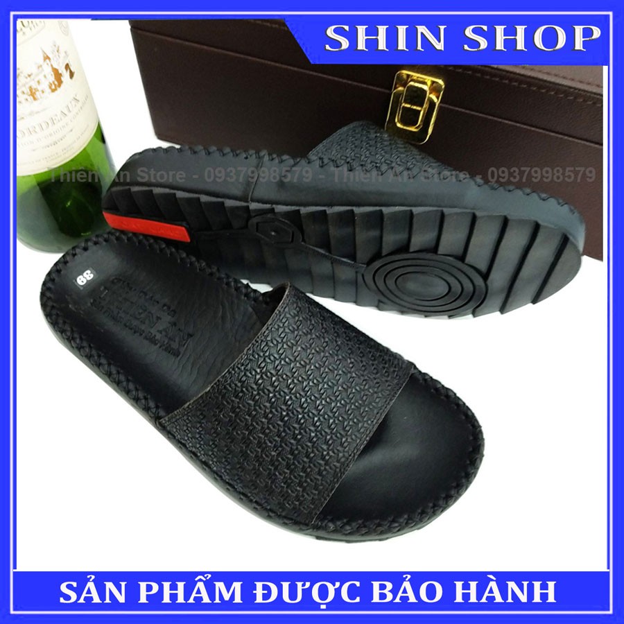 Dép nam quai ngang dập vân hoa mai màu đen sắc nét cực đẹp - D94