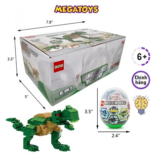 Bộ 6 Trứng Khủng Long Mega Mini Block- Ghép Thành Khủng Long T-Rex Khổng Lồ